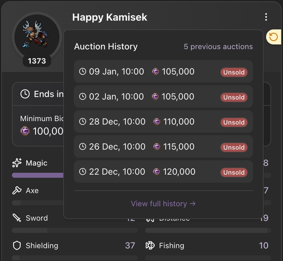 Track Character Auction History Like Never Before
