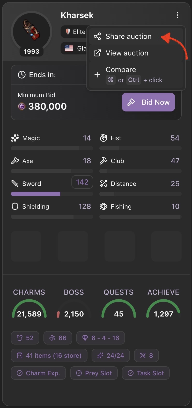 Share button location